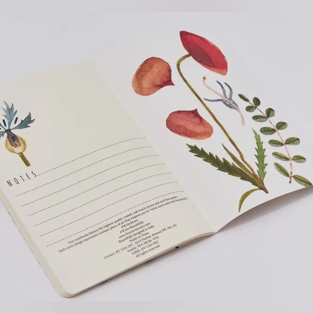Bruno Visconti Soft Touch Greens and Flowers Notebook Journal A5 NEW